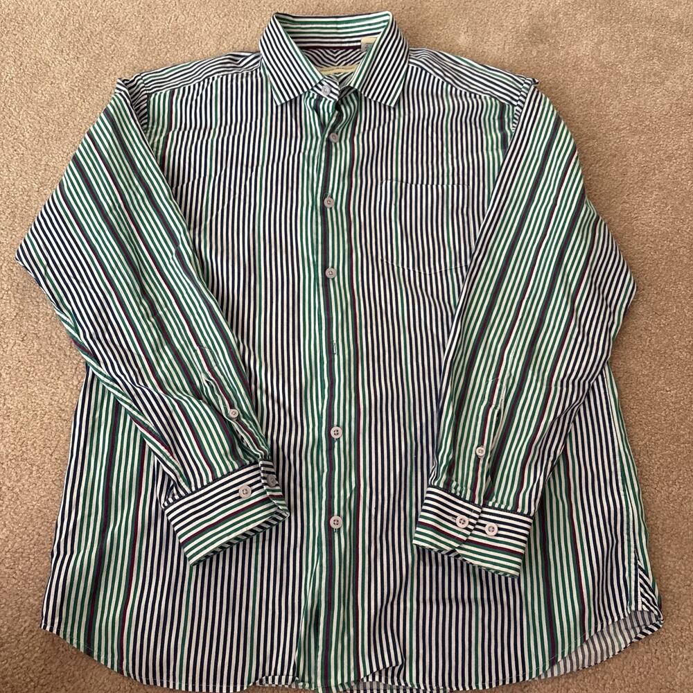 Tommy Bahama Mens Long Sleeve Striped Button Front Shirt Size XL Silk Blend